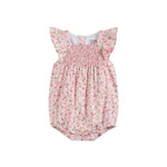 Floral Strawberry Smocked Flutter Romper - Lil Cactus
