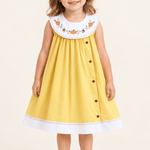 Golden Wheat Pumpkin Collared Dress - Lil Cactus