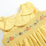 Golden Wheat Pumpkin Smocked Petal Collar Dress - Lil Cactus