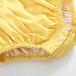Golden Wheat Pumpkin Smocked Petal Collar Romper - Lil Cactus