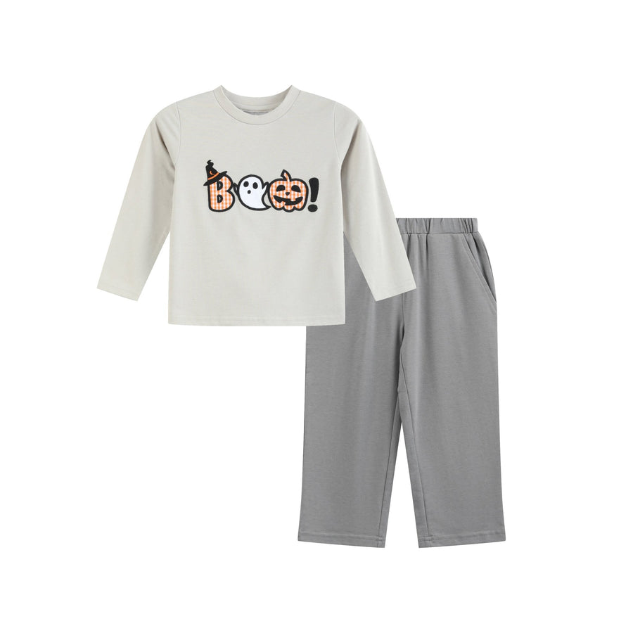 Gray Boo Applique Shirt and Pants Set - Lil Cactus
