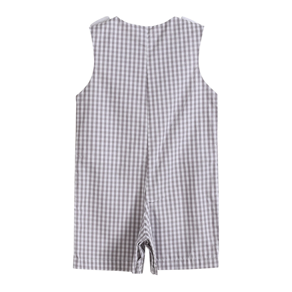 Gray Gingham Puppy Shortalls - Lil Cactus