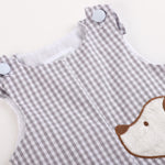Gray Gingham Puppy Shortalls - Lil Cactus