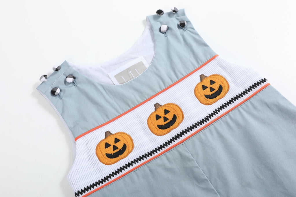 Gray Halloween Smocked Overalls - Lil Cactus