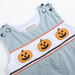 Gray Halloween Smocked Overalls - Lil Cactus