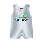 Gray Striped Easter Egg Truck Shortalls - Lil Cactus