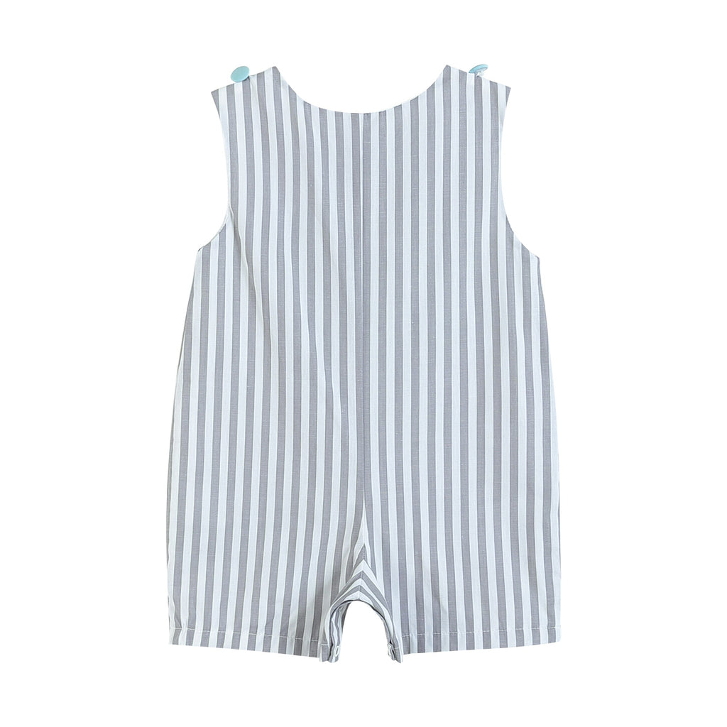 Gray Striped Easter Egg Truck Shortalls - Lil Cactus