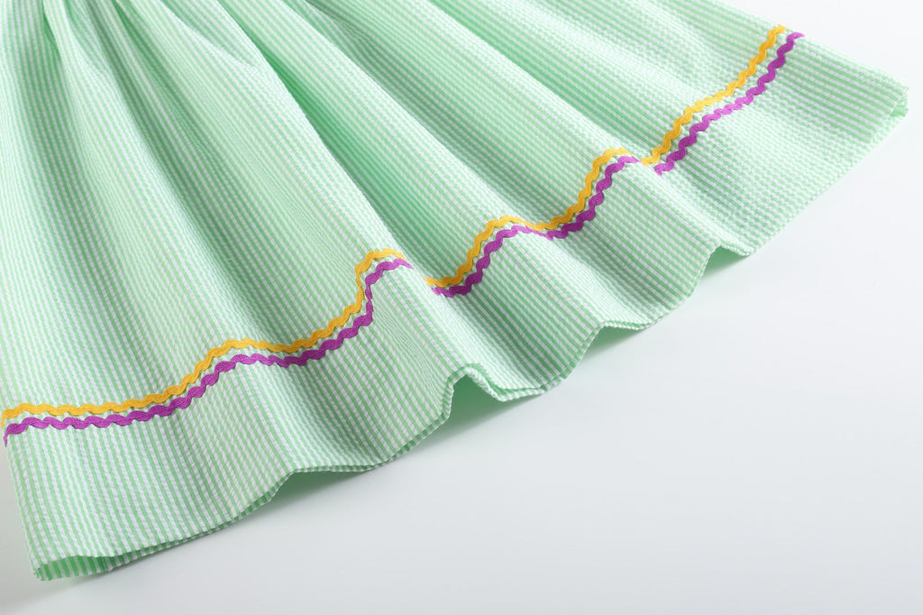 Green and Purple Mardi Gras Smocked Bishop Dress - Lil Cactus