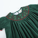 Green Christmas Mistletoe Smocked Bishop Dress - Lil Cactus