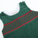 Green Christmas Smocked Overalls - Lil Cactus