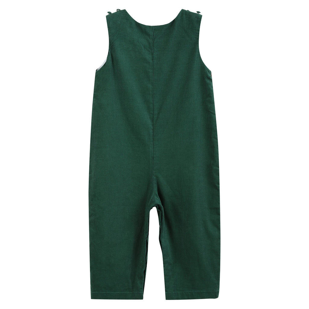 Green Christmas Smocked Overalls - Lil Cactus