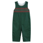 Green Christmas Smocked Overalls - Lil Cactus