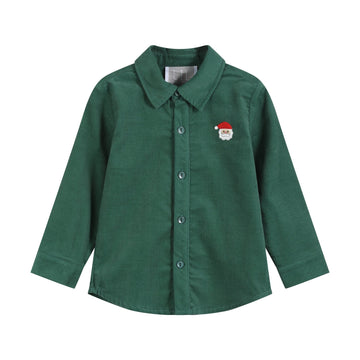 Green Corduroy Santa Dress Shirt - Lil Cactus