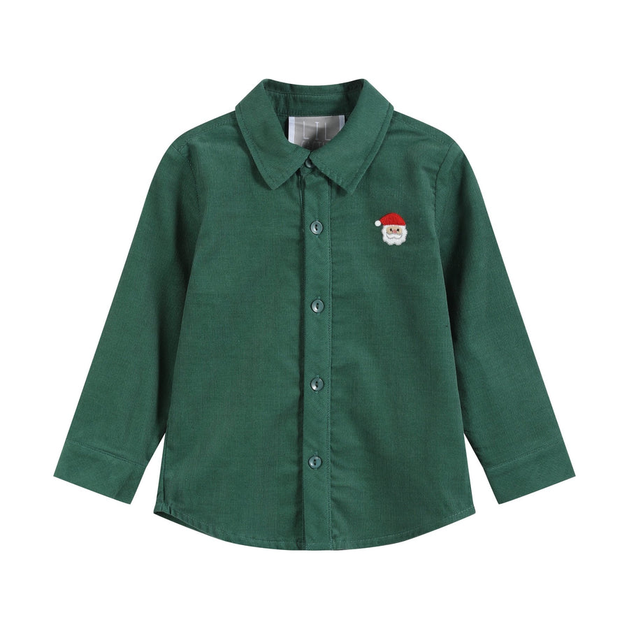 Green Corduroy Santa Dress Shirt - Lil Cactus