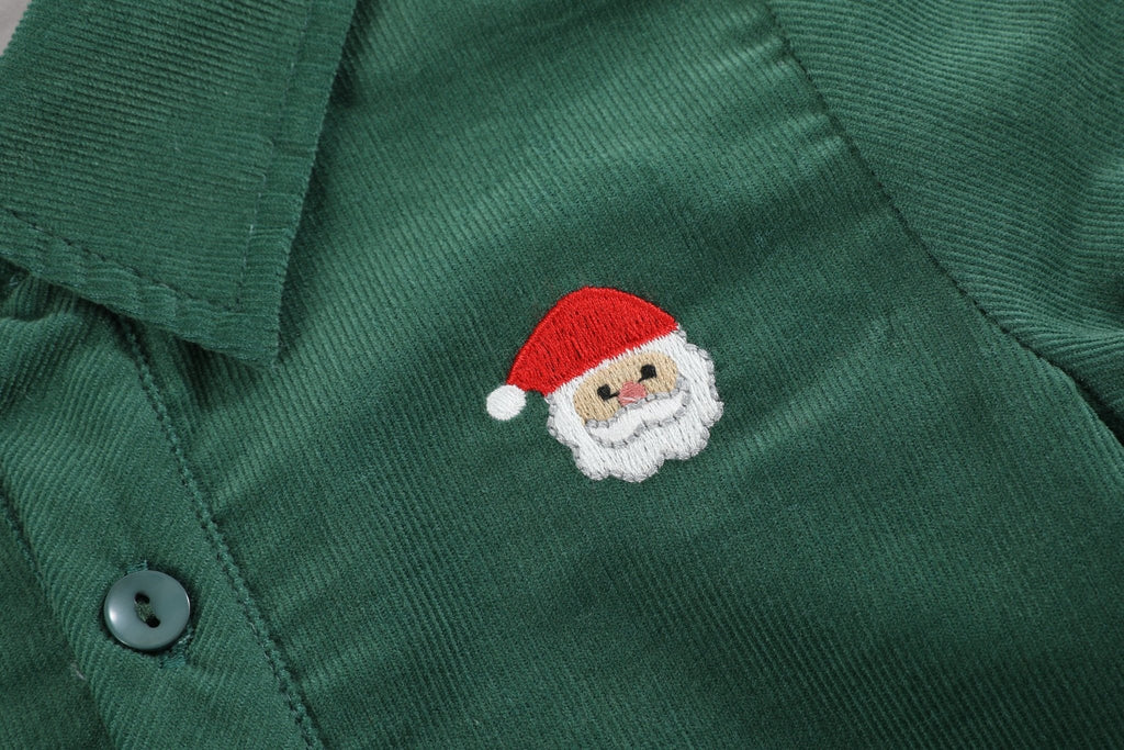 Green Corduroy Santa Dress Shirt - Lil Cactus