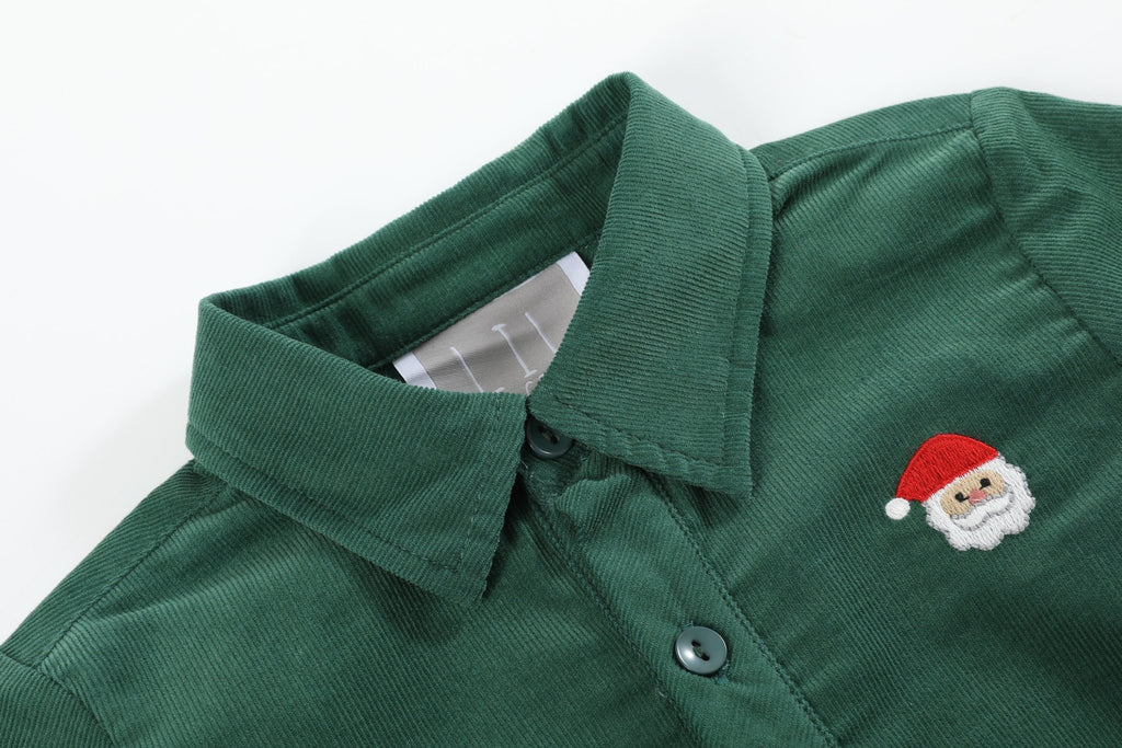 Green Corduroy Santa Dress Shirt - Lil Cactus