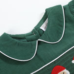 Green Corduroy Santa Smocked Dress - Lil Cactus