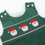Green Corduroy Santa Smocked Overalls - Lil Cactus