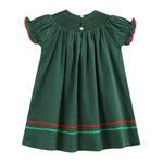 Green Corduroy Smocked Bishop Dress - Lil Cactus
