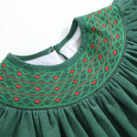 Green Corduroy Smocked Bishop Dress - Lil Cactus