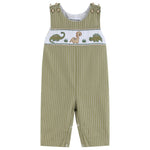 Green Dinosaur Smocked Overalls - Lil Cactus
