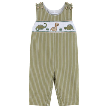Green Dinosaur Smocked Overalls - Lil Cactus