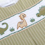 Green Dinosaur Smocked Overalls - Lil Cactus