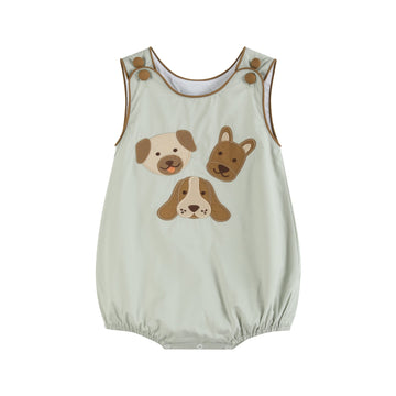 Green Dog Applique Bubble Romper - Lil Cactus