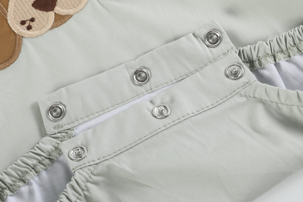 Green Dog Applique Bubble Romper - Lil Cactus