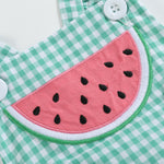Green Gingham Watermelon Ruffle Romper - Lil Cactus
