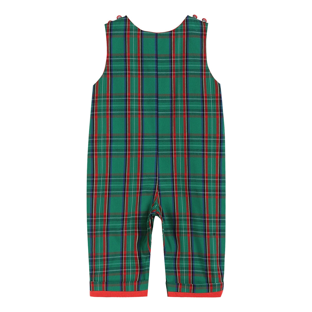 Green & Red Gingham Santa Overalls - Lil Cactus