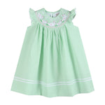 Green Seersucker Easter Bunny Smocked Bishop Dress - Lil Cactus