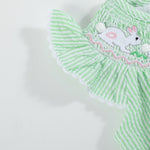 Green Seersucker Easter Bunny Smocked Flutter Romper - Lil Cactus