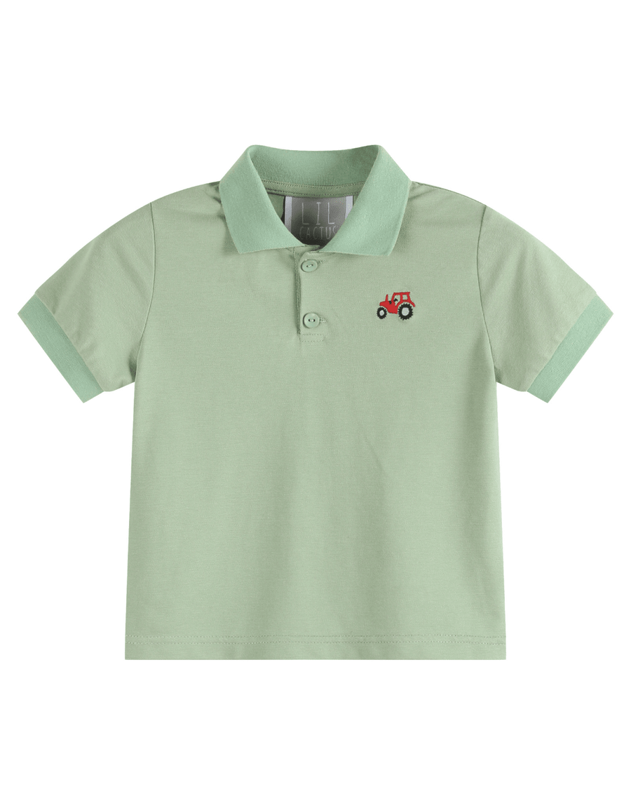Green Tractor Golf Polo Shirt - Lil Cactus