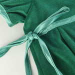 Green Velour and Satin Bow Christmas Dress - Lil Cactus