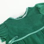 Green Velour and Satin Bow Christmas Dress - Lil Cactus
