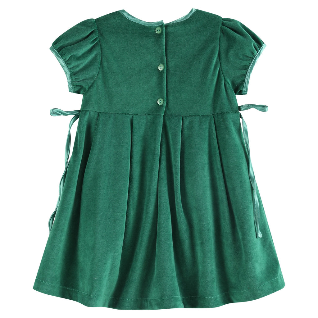 Green Velour and Satin Bow Christmas Dress - Lil Cactus