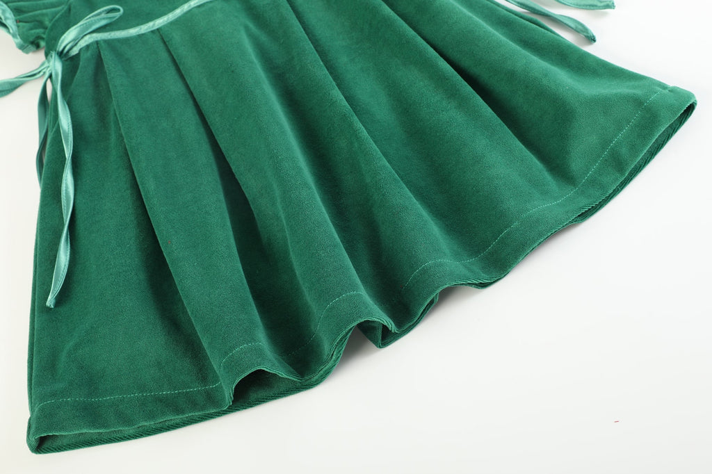 Green Velour and Satin Bow Christmas Dress - Lil Cactus