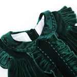 Green Velour Flutter Sleeve Dress - Lil Cactus