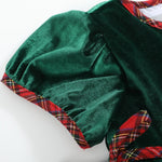Green Velour Tartan Bows Dress - Lil Cactus