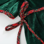 Green Velour Tartan Bows Dress - Lil Cactus