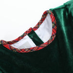 Green Velour Tartan Bows Dress - Lil Cactus