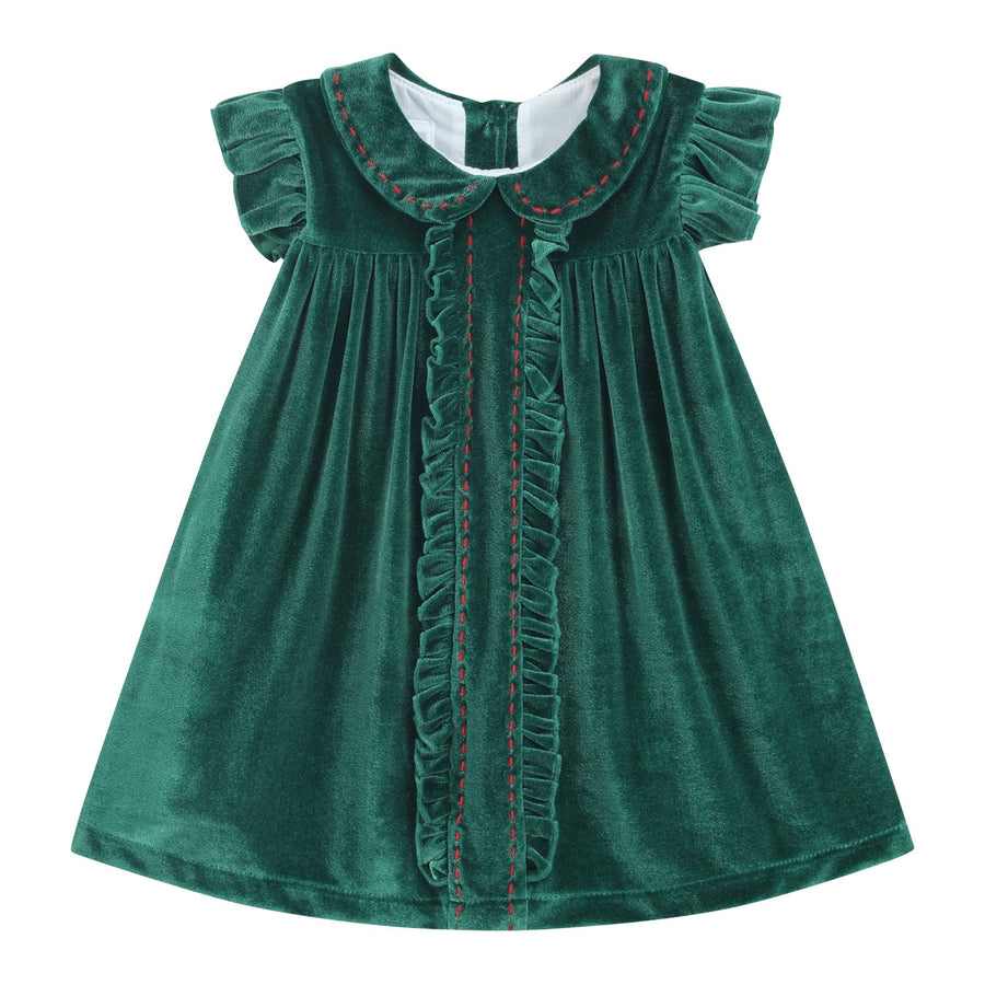 Green Velvet Holiday Dress - Lil Cactus