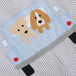Grey Gingham Puppies in Truck Shortalls - Lil Cactus