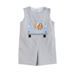 Grey Gingham Puppies in Truck Shortalls - Lil Cactus