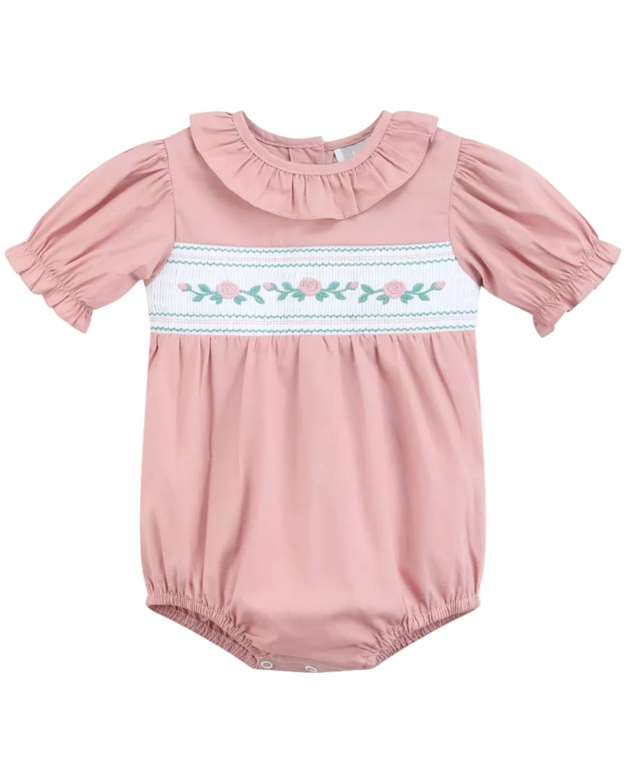 Heritage Rose Ruffle Smocked Romper - Lil Cactus