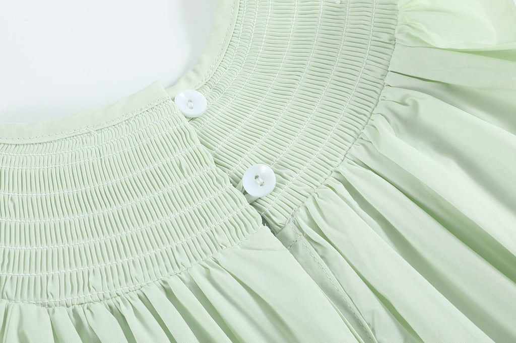 Honeydew Green Bunny Smocked Bishop Dress - Lil Cactus
