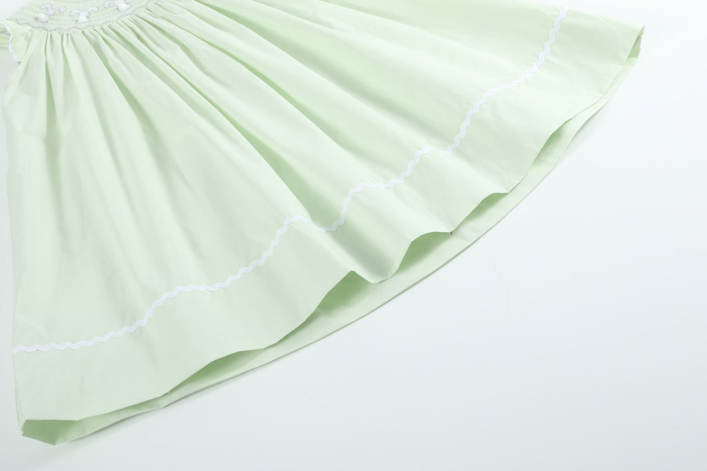 Honeydew Green Bunny Smocked Bishop Dress - Lil Cactus