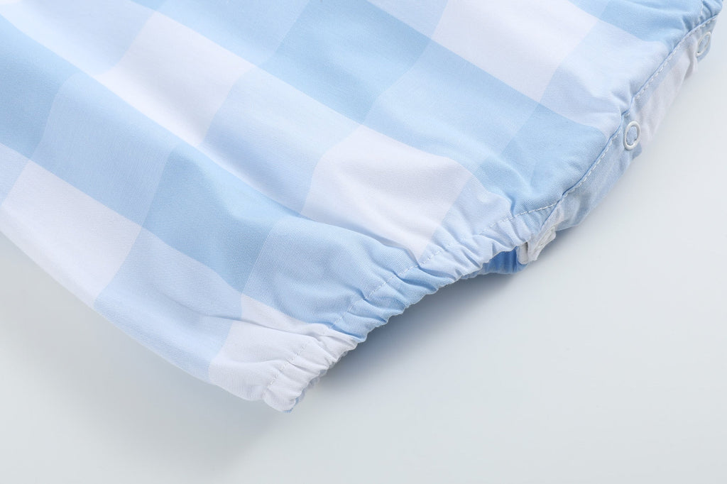 Large Blue Check Bubble Romper - Lil Cactus