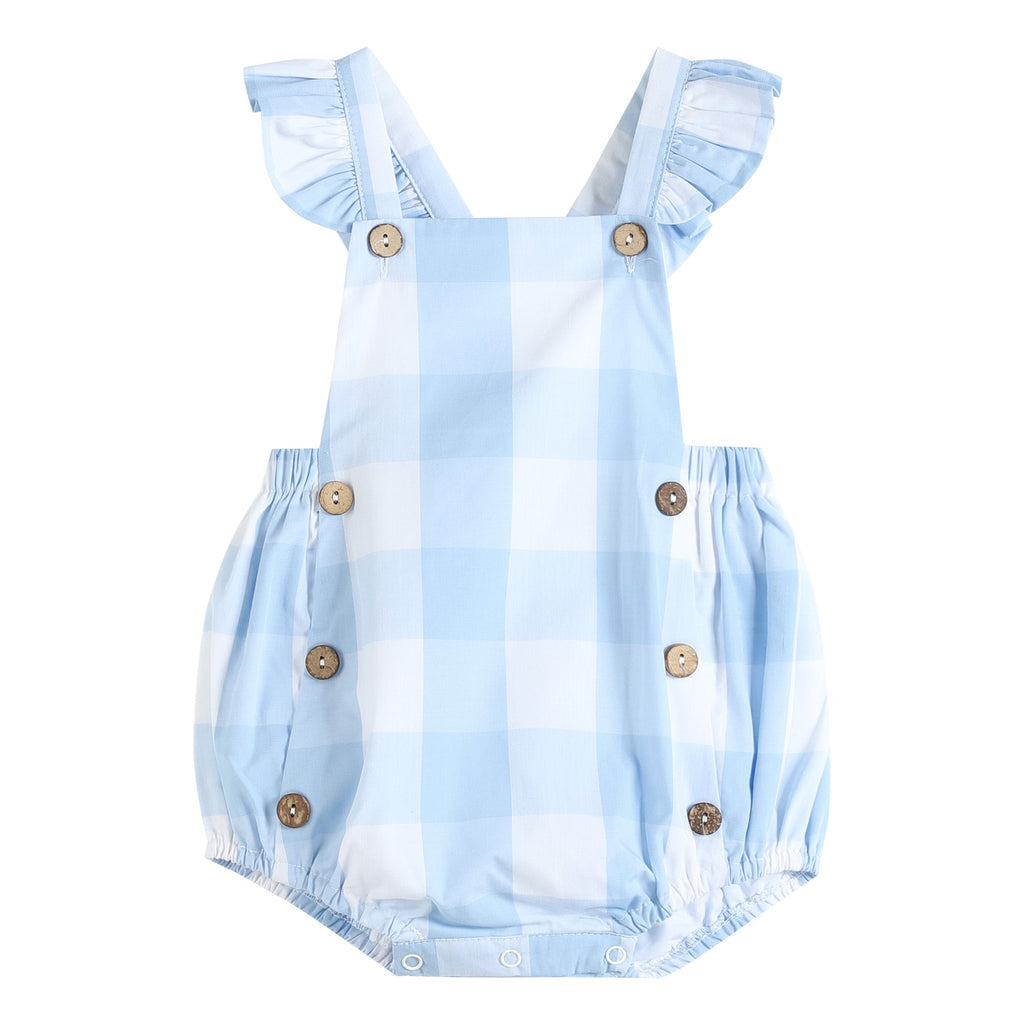 Organic Gingham Short Bubble Romper